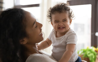 Loving,Young,African,American,Mother,Hold,In,Arms,Cute,Funny