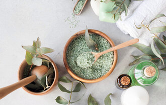 Massage,And,Spa,Products,With,Eucalyptus,On,A,Light,Background