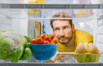 Inside,Kitchen,Fridge:,Young,Disappointed,Man,Looks,Inside,The,Fridge.