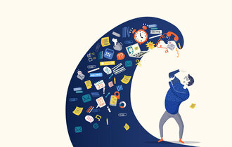 Grafik mit Welle und Person